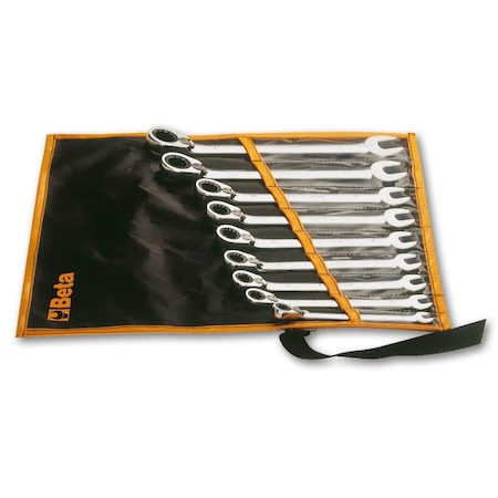 Beta 142 Series, Set of 9 12-Point Reversible Ratcheting Combination Wrenches, Metric 8mm-19mm 001420069